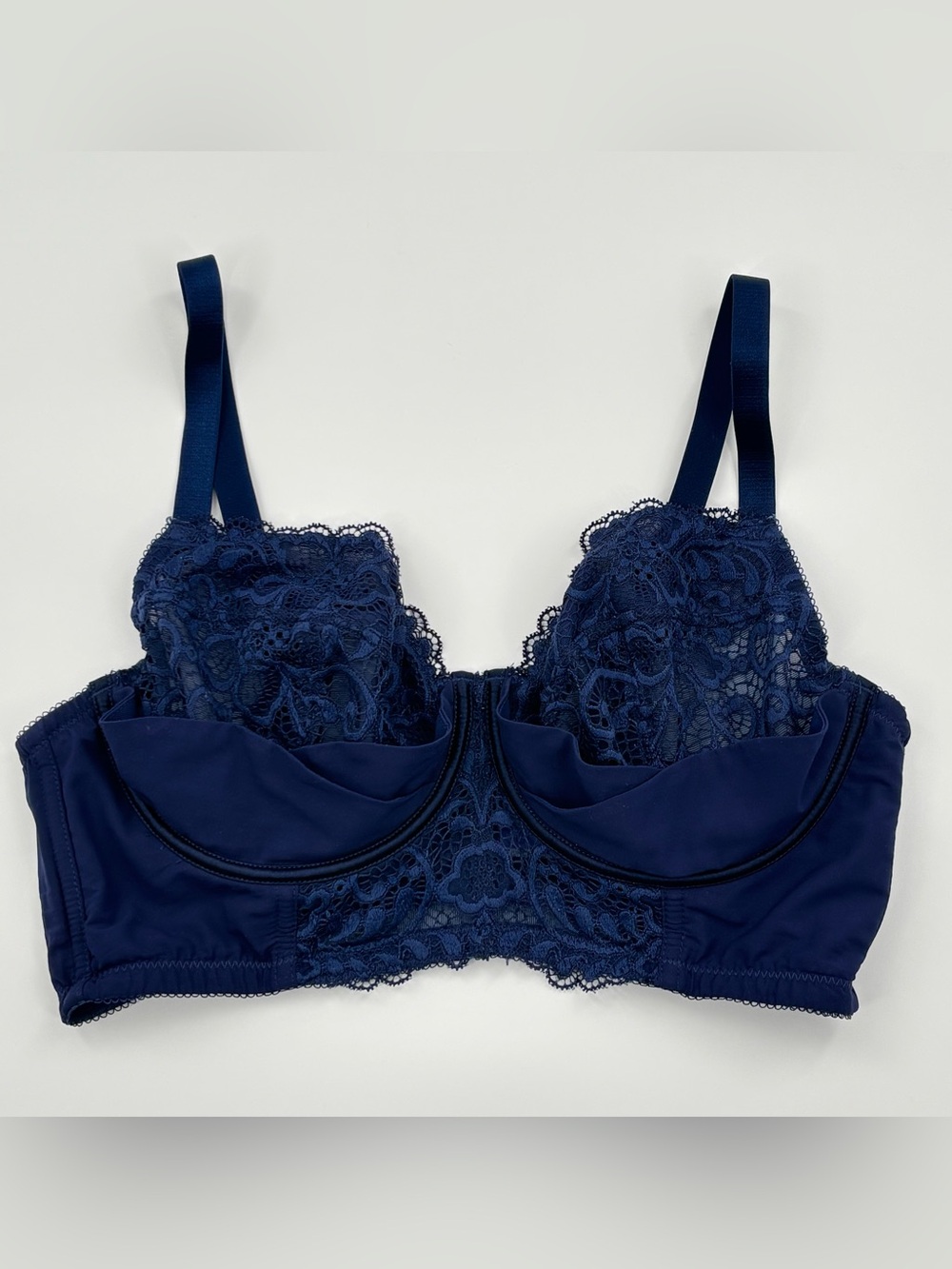 Parfait Cora Unlined Longline Bra Navy Blue Lace 36DD